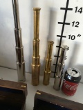 New nautical. Assorted size silver and brass finish telescope with wooden box