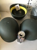 New plastic green military like helmets. 8 pieces
