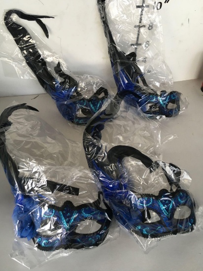 New blue with black, feathered eye masks
