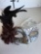 New silver eye masks with brown feathers