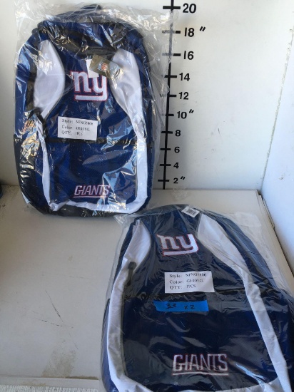 Football team New. New York Giants back packs