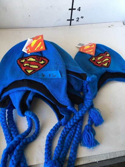 New Superman Beanie with braids. Size: One Size