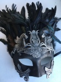 New black with silver Roman style feathered masks