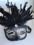 New black with silver feathered eye masks