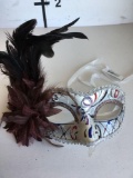 New silver eye masks with brown feathers