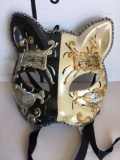 New black with beige with musical notes cat style masks