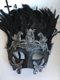 New Black/ grey feathered Venetian style masks