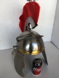 New metal Roman warrior helmet with gold accents size fits most