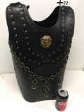 New leather like warrior vest with gold lion/accents size fits most