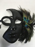 New black with glitter feathered eye masks