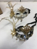 New metal and soft material eye feathered masks. 6) black gold 6) white gold