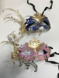 New metal and soft material eye feathered masks. 6) blue gold 6) pink gold