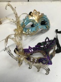 New metal and soft material eye feathered masks. 6) light blue gold 6) purple gold