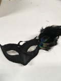 New black with glitter feathered eye masks