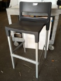 Aluminum Bar stools, Plastic black seat. Made in Italy