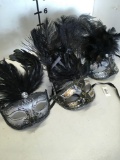 New 12) black with grey 3) black with musical accents 6) gold with black feathered eye masks