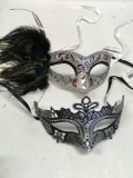 New 12) white with silver feathered eye masks 7) black with silver eye masks