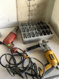 Magnum drill ( turned on) WORKS, Dewalt drill and box of screws