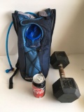 Camelbak water bag and 20 lbs dumbbell