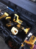 6 Dewalt tools and case,  Untested No batteries