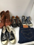 4 pairs size 9 shoes. 1 Levi 501 W 33 L 32 pants.See pics for brands