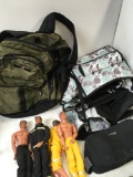 Male Dolls, Polo sport back pack, shoe/ sweater material storage unit and Burberry perfume bag