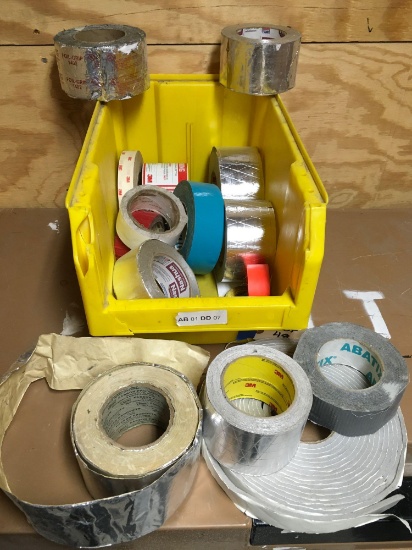 Misc lot. Assorted tape, aluminum soft, paper