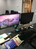 Lenovo Think Centre Desktop, with 2 Dell monitors on Articulating swivel, keyboard & mouse