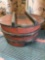 Vintage wood barrel like storage unit. Approximately 12