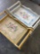 Vintage bed, wood trays approximately 10