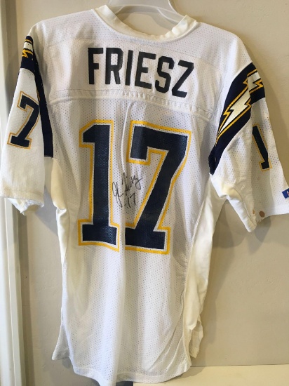 #17 SD Chargers John Friesz Signed Jersey. Has stains see pics