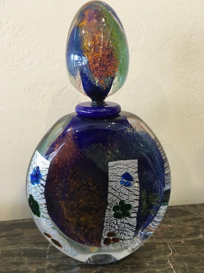 French artist Malle Mouche, blown glass, signed/ stamped see pics Approximately 13" 1/2" x 8"