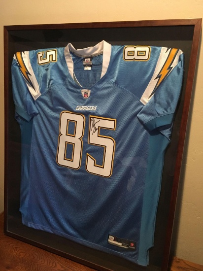 San Diego Chargers Antonio Gates Tight End Signed Jersey - Framed 41" t x 33" w x 2" d