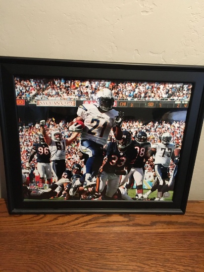 Framed, signed, LaDainian Tomlinson picture. Certificate of Authenticity in the back see pic