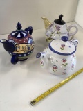 3 tea pots. Tracey Porter, Danna Cullen, unreadable tag