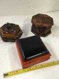 3 assorted wood boxes