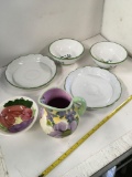 6 pieces. 2) Marylin Fiala bowls, 2) serving plates 1) Lesal pitcher 1) Stylecraft bowl