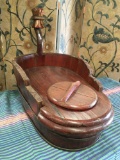 Wood Bucket with handle. Approximately 19