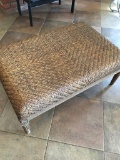 Wood bench with soft top knitting, approximately 17