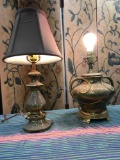 Vintage metal, table lamps one no shade. With shade approx. 20