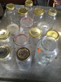 15 pieces. Assorted glass jars. Kerr, Ball, Arc, Triomphe.