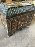 Vintage Moroccan hand painted wood chest. 25