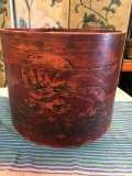 Wood storage deco with lid. Approximately 12