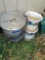 Misc. lot Stock pot, 2 planters, gas can