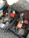 Lot of assorted tools, discs, wire, grits, threaded rod, etc. - crate not included