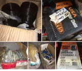Assorted items. Red head true bolts assorted sizes, tie wirer, inner tube, chain, etc