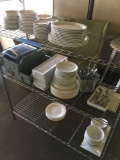 Lot. Assorted dishes, cutlery, etc. contents only