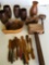 Vintage. Wood, tumblers, vase, candle holders, hammer, gavel, Monkey pod wood dish butter knives