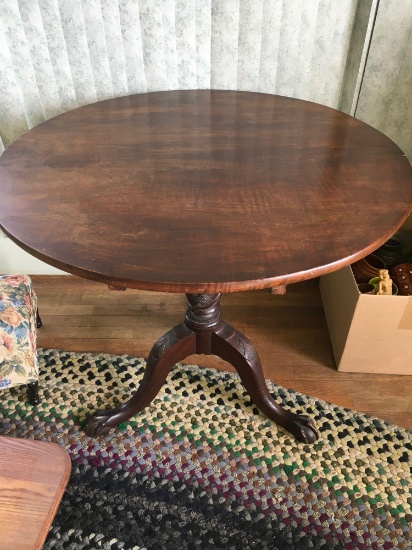 Vintage Hand carved design, foldable table with claw feet, 29" x 31"