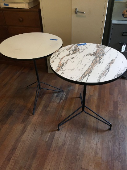 29" x 24"round wood top with metal frame tables